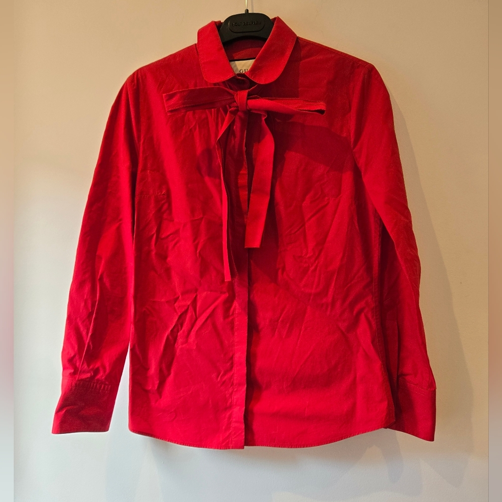 Gucci Red Button Down Shiry With Neck Tie Size IT 38